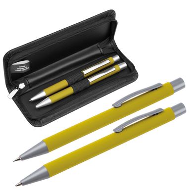 Metall-Schreibset / mit Kugelschreiber und Bleistift / Farbe: gelb
