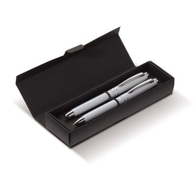 Schreibset / bestehend aus Kugelschreiber und Rollerball / Farbe: weiß