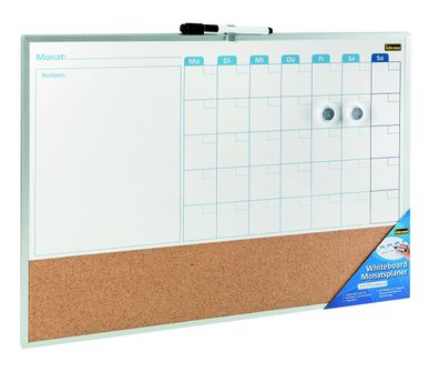 Whiteboard mit Pinnwand / Monatsplaner - Wochenplaner / Größe: 584x432x10mm