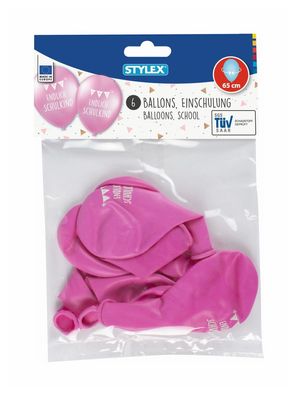 6 Schulanfang Luftballons "Endlich Schule" / 65cm Umfang / Farbe: ink