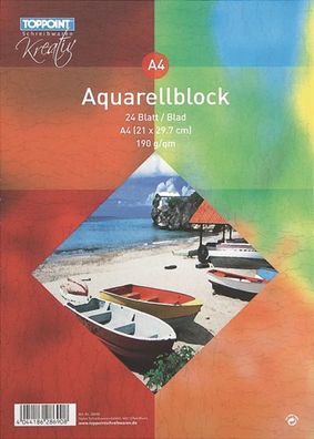 Aquarellblock 210x297mm DIN A4 24 Blatt 190g/m&sup2;