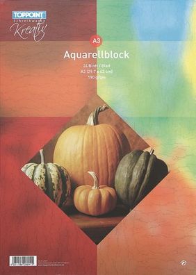 Aquarellblock 297x420mm DIN A3 24 Blatt 190g/m&sup2;