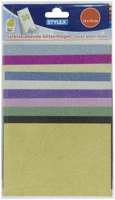 30 Bögen Glitzerpapier / Bastelpapier / 10 verschiedene Farben