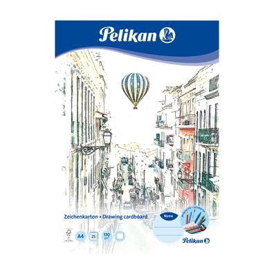 Pelikan Zeichenkarton / 25 Blatt / DIN A4 / 170g/m&sup2; / Farbe: weiß