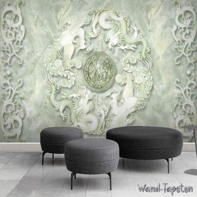 Vlies Fototapete Wandtapete Wandbilder Tapeten 3D Effekt Drachen und Phönix 7147