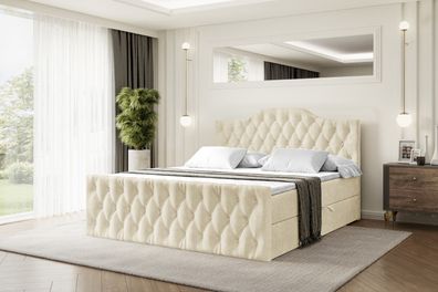 Boxspringbett mit Matratze, Boxbett, Topper, Polsterbett mit Bettkasten VILA-1-Z