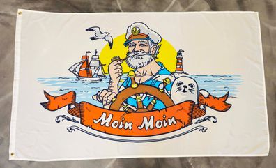 Fahne Flagge Kapitän - Moin moin - 90 x 150 cm