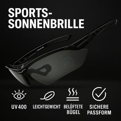 Sport- und Fahrradbrille UV400 - 5 Polarisationsgläser + Schutzetui