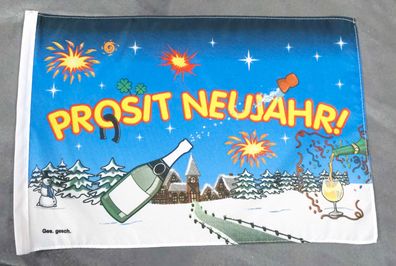 Fahne Flagge Prosit Neujahr - Stockfahne - 30 x 45 cm