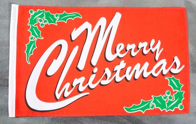 Fahne Flagge Weihnachten - Merry Christmas Rot - Stockfahne - 30 x 45 cm