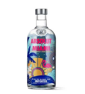 Absolut Vodka Miami 0,75L, Limited Edition 2012, Tropischer Wodka, Sammler Vodka