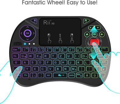 Rii X8 Mini Smart TV Tastatur Touchpad Kabellos Hintergrundbeleuchtung Scrollrad