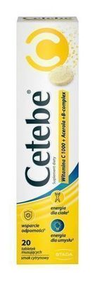 Cetebe Vitamin C 1000 + Acerola + B-Komplex, 20 sprudelnde Tabletten, Nahrungser