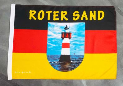 Fahne Flagge Roter Sand Leuchtturm - Stockfahne - 30 x 45 cm