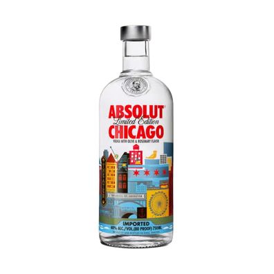 Absolut Vodka Chicago 0,75L mit TAG Limited Edition 2013 Sammler Aromatisierter Wodka