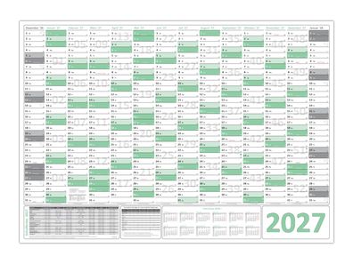 Green Wandkalender / Wandplaner 2027 gefaltet DIN A1 Format (594 x 841 mm)