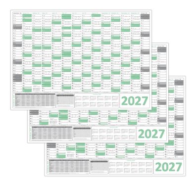 3x Green Wandkalender / Wandplaner 2027 (gerollt) Classic1 DIN A0 841 x 1189 mm