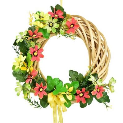 Sommerlicher Weidenkranz mit Wiesenblumen orange Ø25 cm