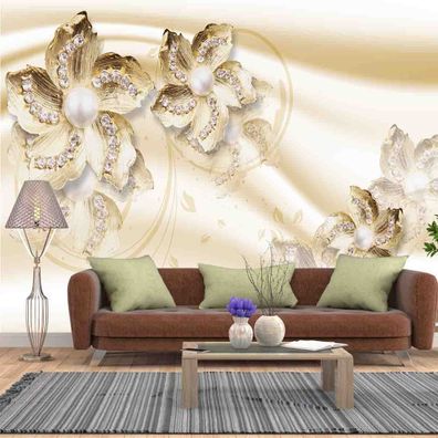 Vlies Fototapete Wandtapete Wandbilder Tapeten 3D Luxus Schmuck Blumen 1612