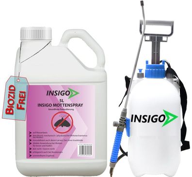 INSIGO 5L + 5L Sprüher Mottenspray Mottenmittel Kleidermotten Mottenschutz Abwehr