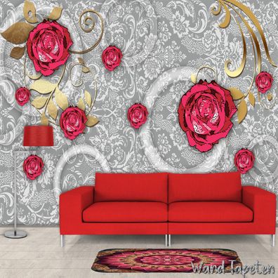 Vlies Fototapete Wandtapete Wandbilder 3D Transparentem Kristall Rose 1623
