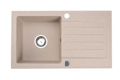 Spülbecken Granitspüle 76x44 Set mit auto Siphon Beige Spüle Einbauspüle Granit