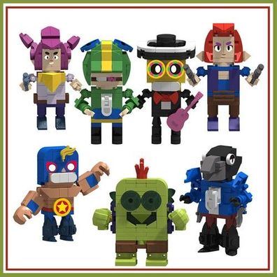 7Stk BRAWL STARS Figuren Spielzeug Baustein Spike Colt Leon Shelly Crow Geschenk