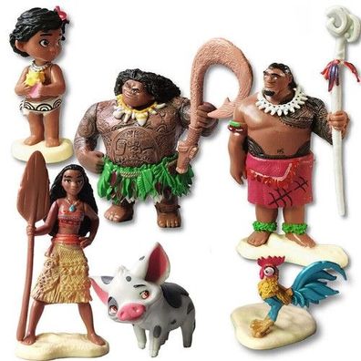 6er Vaiana Moana Figuren Spielzeug Minifiguren Tortendeko Tortenfigur Dekoration