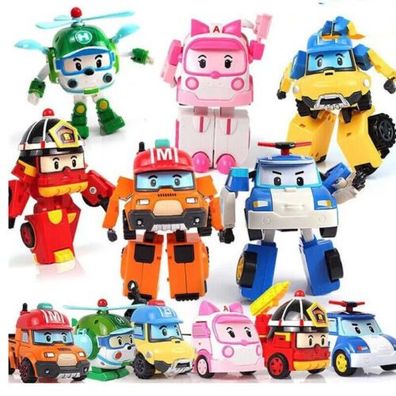 Auto Action Figur Robocar Spielzeug 6Pcs POLI ROY AMBER HELLY Transformers