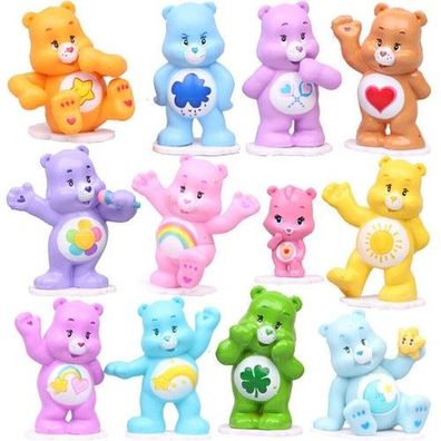 12pcs Regenbogen Baren Pflege Baren Playset Figur Kuchen Dekor Topper Spielzeug