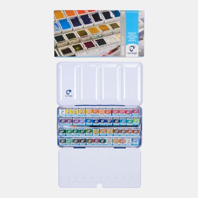 Van Gogh Aquarell-Set im Metallkasten mit 48 Farben in halbe Näpfchen