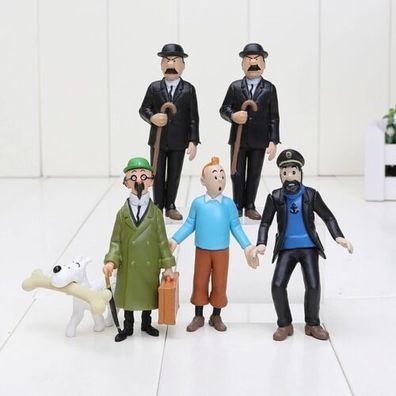 6 Stk. Tin Tin Struppi Figuren Sammlung Tintin Comic Serie Cartoon Doll Figure