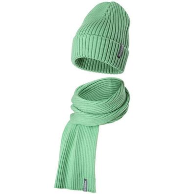 Original Skoda Mütze Schal Winter Strickmütze Strickschal grün 000084303N622