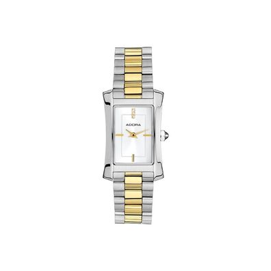 Adora Trends | Damenuhr eckig bicolor Quarzwerk analog Edelstahlband