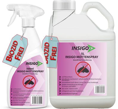 INSIGO 5L + 500ml Anti Mottenspray Mottenmittel Kleidermotten Mottenschutz Abwehr