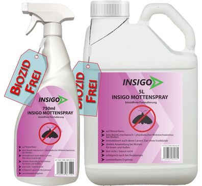 INSIGO 5L + 750ml Anti Mottenspray Mottenmittel Kleidermotten Mottenschutz Abwehr