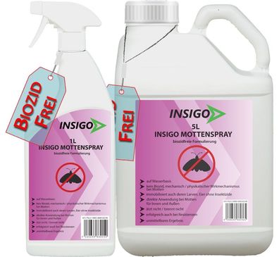 INSIGO 5L + 1L Anti Mottenspray Mottenmittel Kleidermotten Mottenschutz Abwehr