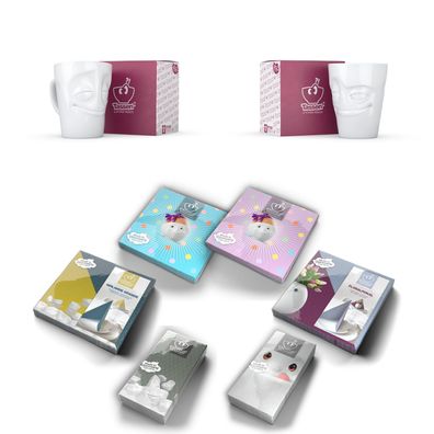 Fiftyeight Henkelbecher-Set 2-tlg. 350 ml + Servietten Nr 010 weiß Kaffeebecher Mug