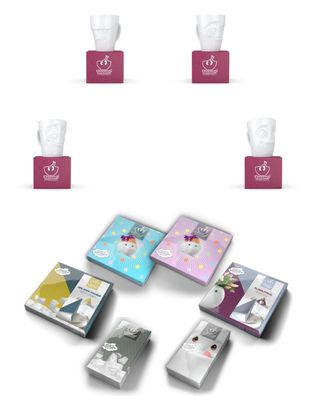 Fiftyeight Henkelbecher-Set 4-tlg. 350 ml + Servietten Nr 027 weiß Kaffeebecher Mug