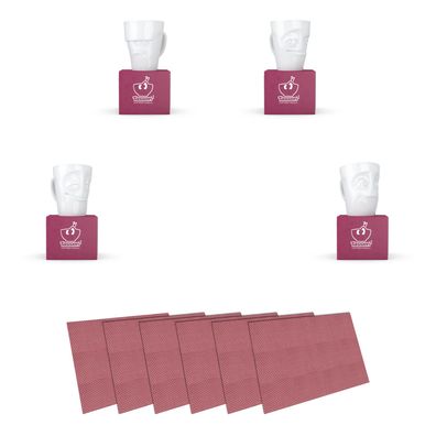 Fiftyeight Henkelbecher-Set 4-tlg. 350 ml + Tischsets Nr 020 weiß Kaffeebecher Mug