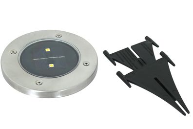 Kynast LED Solar Bodenaufbauleuchte 12 x 12 cm rund mit Erdspieß Bodenlicht