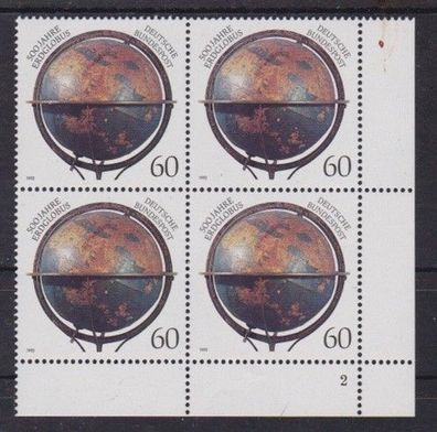 BRD 1992 postfrisch MiNr. 1627 4er Block Eck-Rand unten rechts (2) Erdglobus