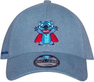 Stitch Baseball Cap - Disney Kappe aus blauem Denim mit gesticktem Lilo & Stitch Logo