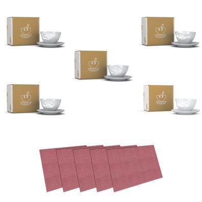 Fiftyeight Tassen-Set 5-tlg. 200 ml + Tischsets Nr 034 weiß Kaffeetassen