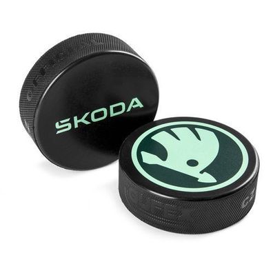 Original Skoda Eishockey Puck Logo Hartgummi Scheibe 6U0087703D