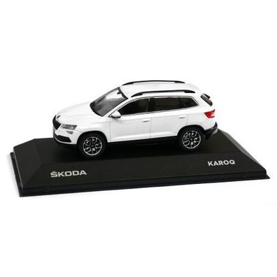 Original Skoda Karoq Modellauto 1:43 Miniatur Moon Weiß Metallic 5A7099300S9R