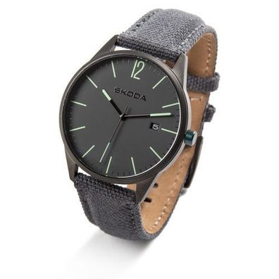 Original Skoda Armbanduhr Uhr Edelstahl Anthrazitgrau 000050800AE
