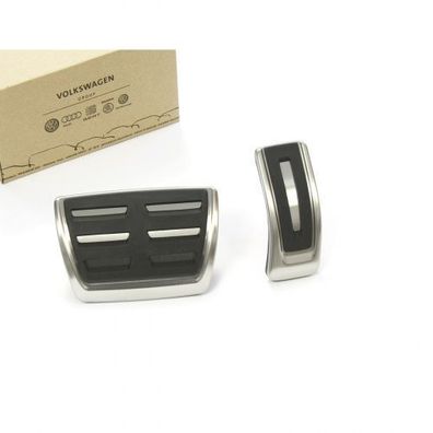 Original Audi VW Sport Pedalkappen 2-teilig Edelstahl gebürstet DSG Sportpedale