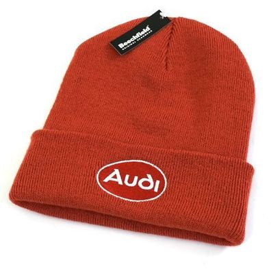 Audi Mütze Feinstrick Audi Oval Logo Strickmütze braun A7-7224