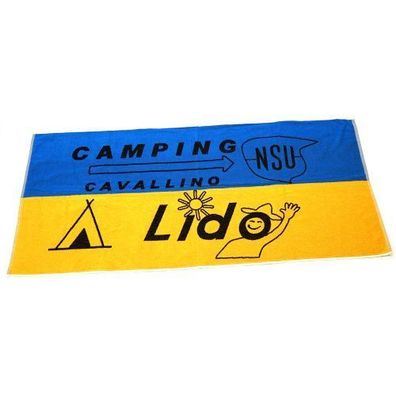 Audi Duschtuch Cavallino Handtuch 70x140cm blau/ gelb Badetuch Strandtuch A7-7801
